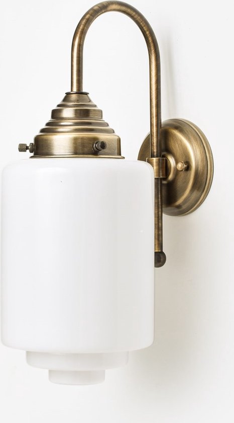 Art Deco Trade - Wandlamp getrapte Cilinder Medium Meander Brons