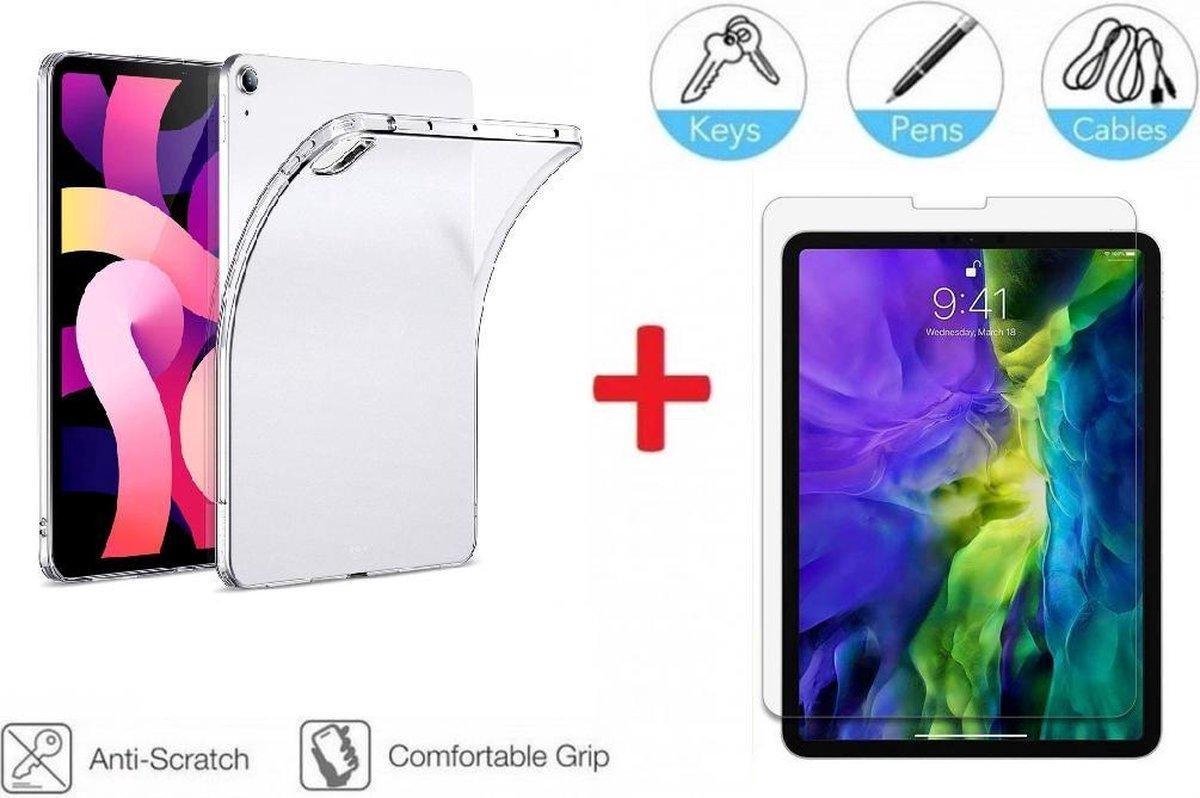 2-In-1 Screenprotector Hoesje Bescherming Protector Set Geschikt Voor Apple iPad Air 5 10.9 Inch (2022) Inch Tablet - Full Cover Tempered Glass Screen Protector Met Siliconen Back Bescherm Hoes Case Gehard Glas Beschermglas Met Backcover Transparant