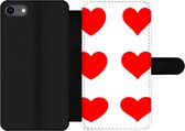 Bookcase Geschikt voor iPhone 8 telefoonhoesje - Een illustratie met negen rode hartjes - Met vakjes - Wallet case met magneetsluiting