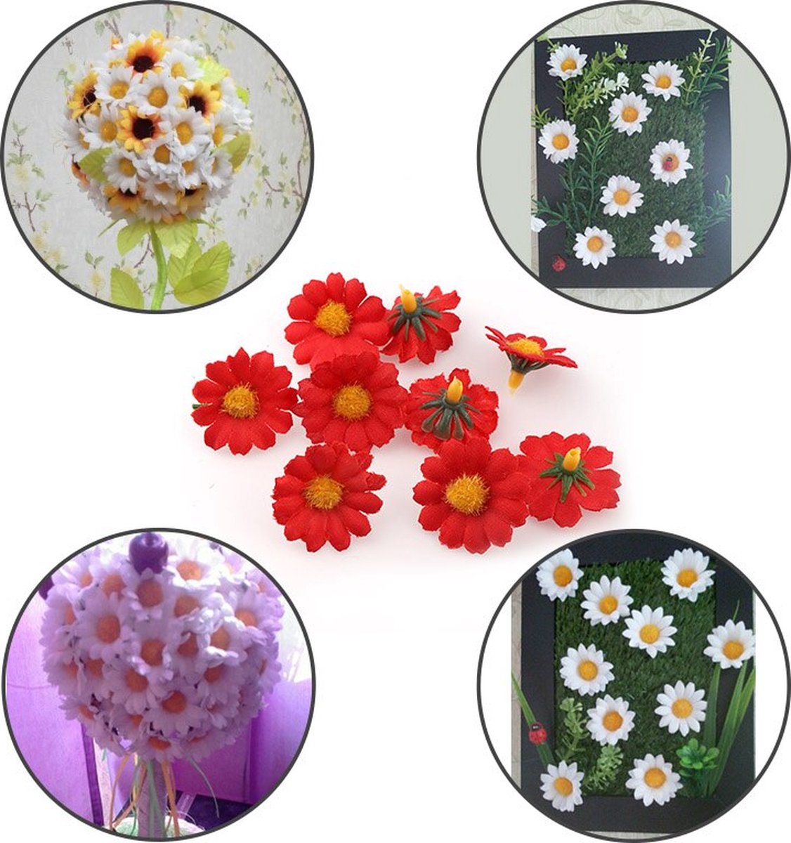 ASTNIC 100 stuks kunstbloemen om te knutselen, 9 soorten kleine