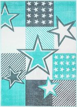 Tapijtenloods Bueno Vloerkleed Kinderkamer Stars Blauw Laagpolig Rond - 80x150 CM -