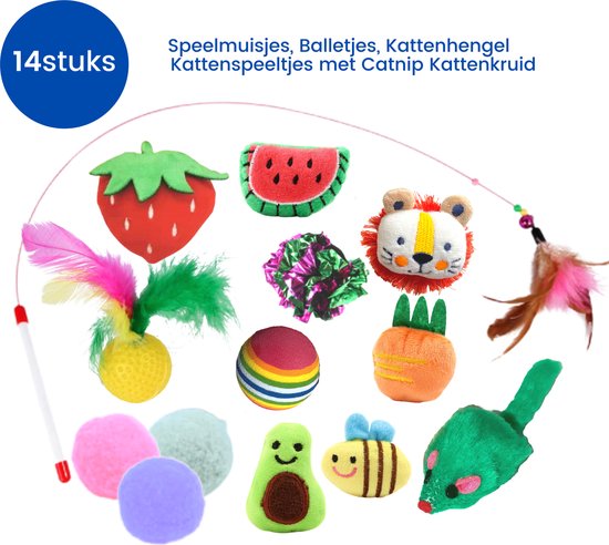 Kattenspeelgoed met kattenkruid, bekijk onze Top 20 van 2023 10 Kattenspeeltjes Set - 14 stuks - Interactieve Kattenspeelgoed & Speelmuisje & Kattenspeeltjes met Catnip Kattenkruid - Kitten Speeltjes - Speelgoed voor Katten - Interactieve Kattenhengel