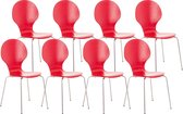 CLP Diego Set van 8 stapelstoelen rood