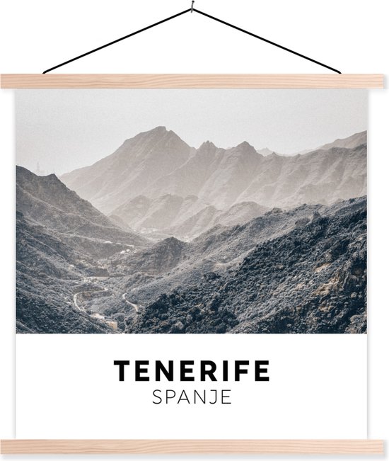 Support pour affiche avec affiche 90 x 90 cm - Affiche scolaire - Tenerife - Espagne - Montagnes - Affiche textile - Lattes vierges