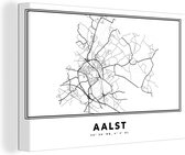 Canvas Schilderij Plattegrond – Aalst – Zwart Wit - België – Stadskaart - Kaart - 30x20 cm - Wanddecoratie