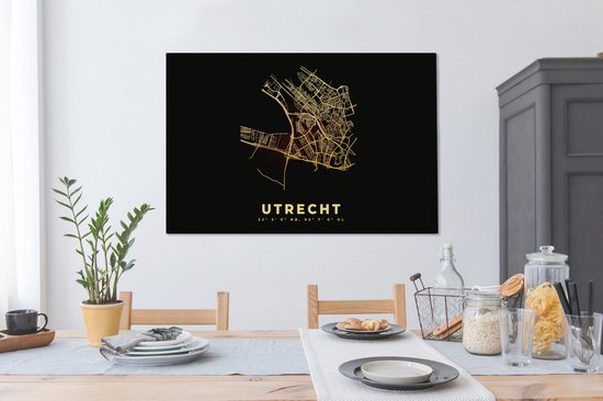 Peinture sur toile Carte de la ville - Utrecht - Carte - Carte - Nederland - 140x90 cm - Décoration murale