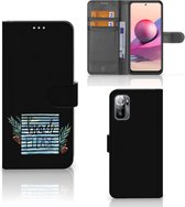 Telefoonhoesje Xiaomi Redmi Note 10/10T 5G | Poco M3 Pro Wallet Bookcase met Quotes Boho Beach