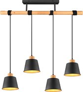 LED Hanglamp - Hangverlichting - Torna Hittal - E27 Fitting - 4-lichts - Rechthoek - Mat Zwart - Aluminium