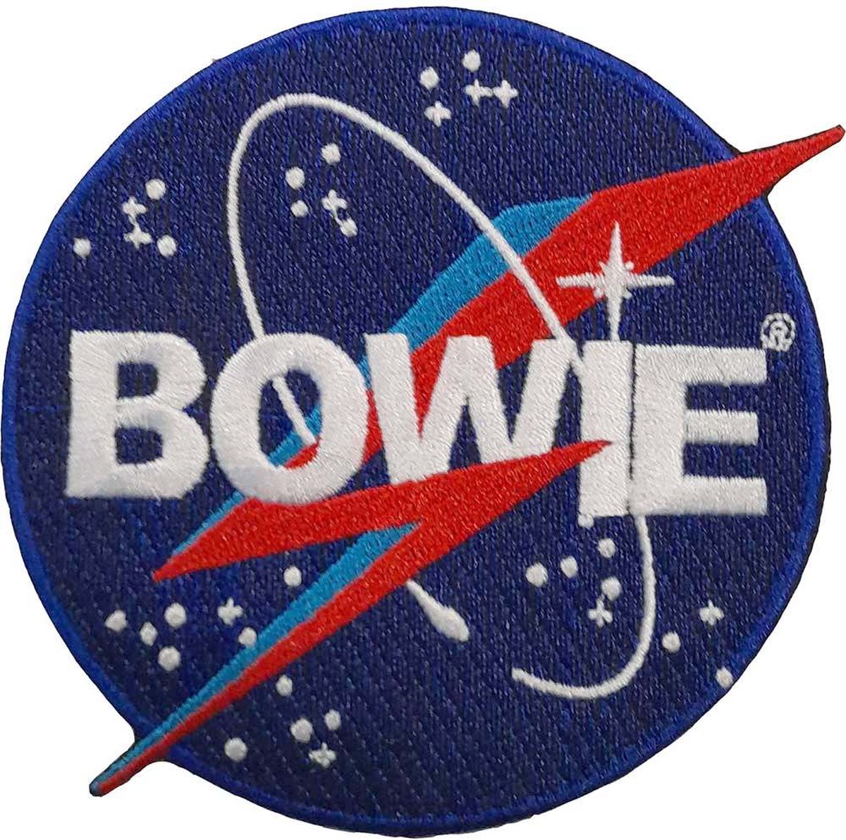 Patch Brodé David Bowie PINK FLASH - Écusson Tissé à Coudre, Motif éclair Rose/gris, Licence Officielle