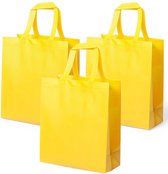 10x stuks draagtassen/schoudertassen/boodschappentassen in de kleur geel 35 x 40 x 15 cm