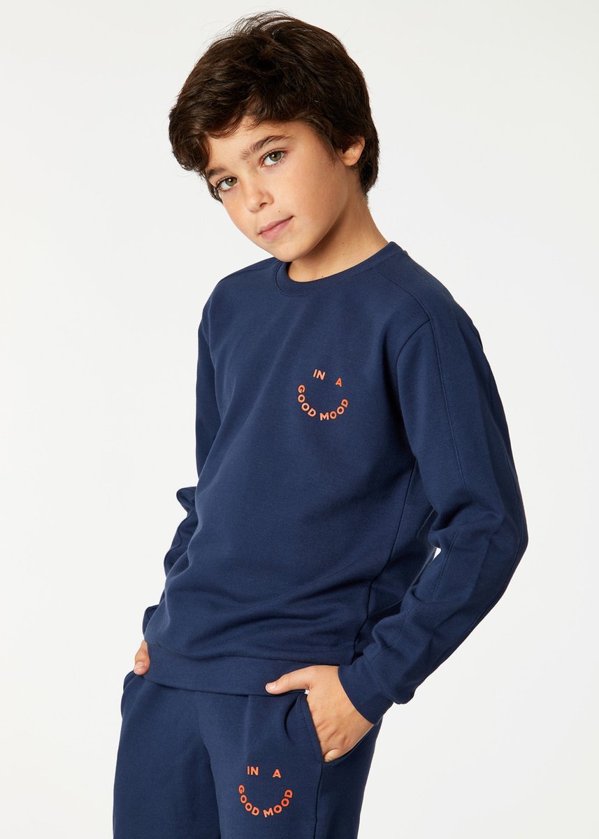 Woody huispak jongens short + pull - donkerblauw - 221-2-QLD-K/885 - maat 176