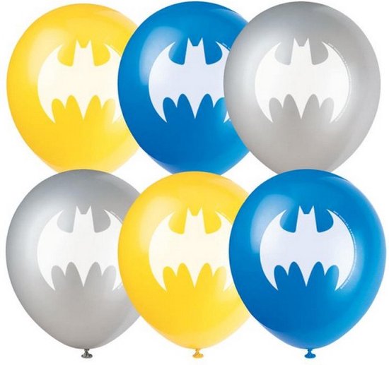feestballonnen Batman 30 cm latex geel 8 stuks