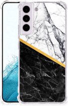 Back Cover Geschikt voor Samsung Galaxy S22 Smartphone hoesje met doorzichtige rand Marble White Black
