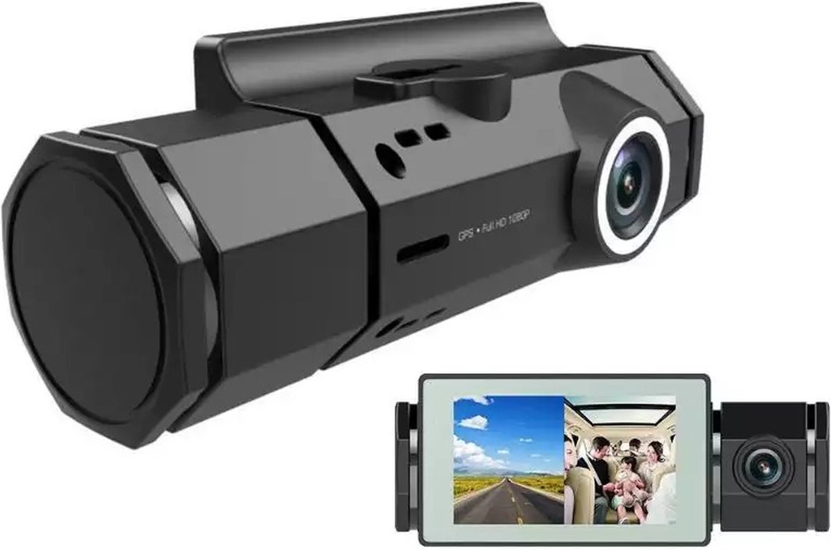 TechU™ Dashcam Voor en Achter Camera – M18 Zwart – Dashboardcamera – Full HD 1080P – GPS Radar Detector – 140° Wijdhoeklens – Nachtvisie – Loop recording – Bewegingssensor – G-sensor – Parkeermodus – Incl. Achteruitrijcamera - Kerst & Kerstcadeau