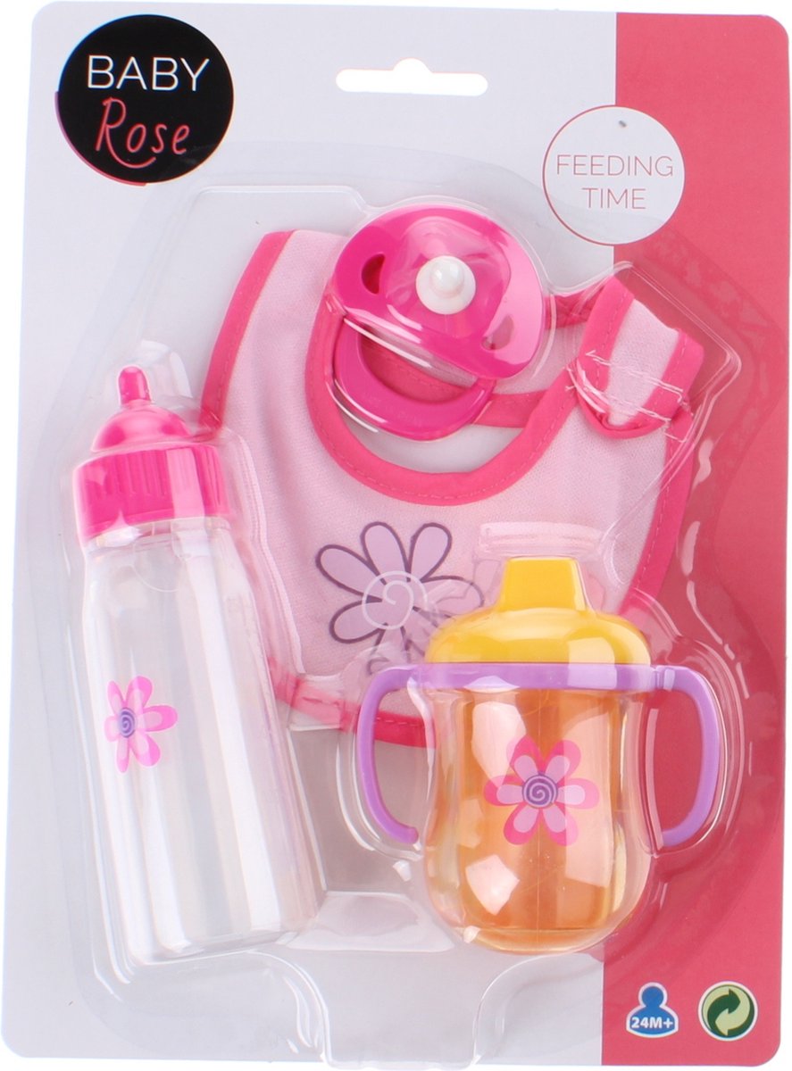 Johntoy Poppenspeelset Baby Rose 4-delig Roze — afbeelding 4