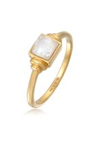 Elli PREMIUM Dames Ring Elli PREMIUM Ring Dames Kwadraat Vintage met Maansteen in 925 sterling zilver Verguld