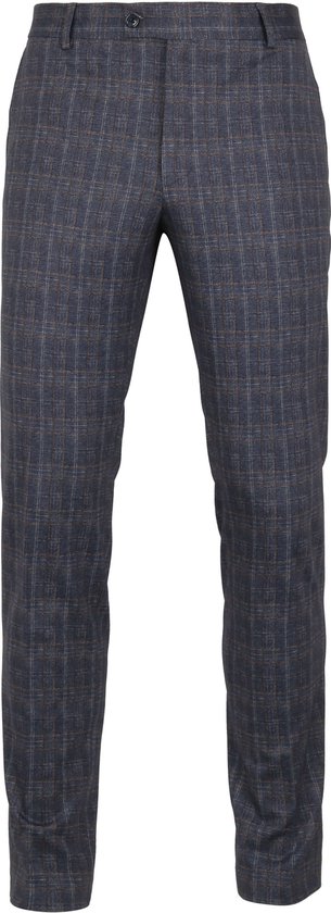 Suitable - Pantalon Jersey Ruit Donkerblauw - Slim-fit - Pantalon Heren