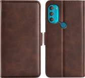 Motorola Moto G71 Hoesje - MobyDefend Luxe Wallet Book Case (Sluiting Zijkant) - Bruin - GSM Hoesje - Telefoonhoesje Geschikt Voor Motorola Moto G71