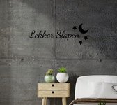 Stickerheld - Muursticker Lekker slapen - Slaapkamer - Droom zacht - Sweet dreams - Nederlandse Teksten - Mat Zwart - 27.5x77.6cm