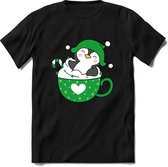 Pinguin Buddy Kerst T-shirt | Groen | Jongens / Meisjes | Grappige Foute kersttrui Shirt Cadeau | Kindershirt | Leuke Elf, Rendier, Kerstboom en Kerstballen Ontwerpen. Maat 104