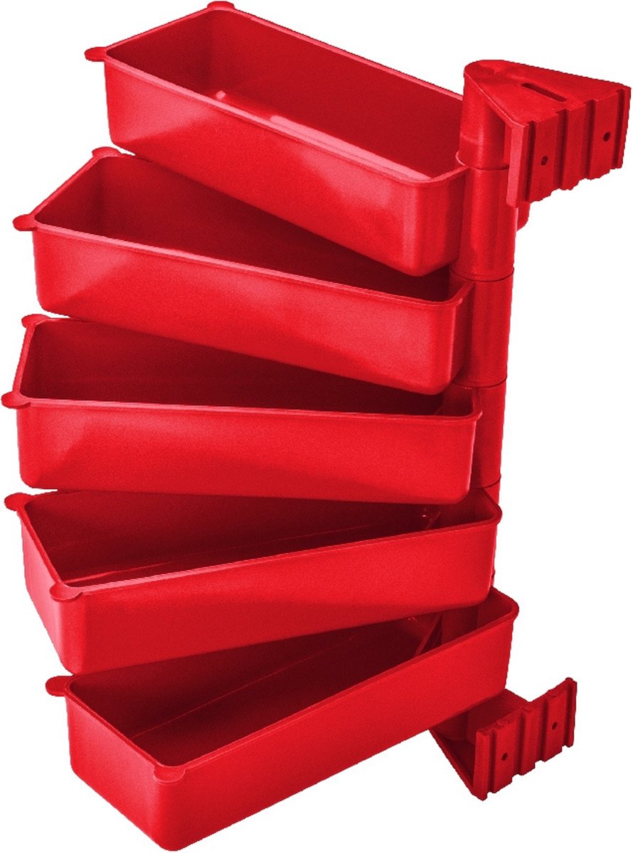 PIVOT - Set van 5 Roterende Opberg Containers | Polypropyleen | Rode Kleur -Organiseer