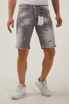 212 By Xway Jeans K-518 | Ripped met Paint Splatter Heren Slim Fit Jeans Shorts | Korte Spijkerbroek | Slim Fit | Premium Street Fashion | Grijs