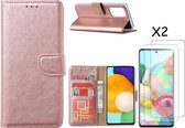 Samsung A53 / A53s hoesje bookcase Rose Goud - Samsung Galaxy A53 5G case portemonnee hoesje - Galaxy A53 book case hoes cover - Samsung A53 screenprotector / tempered glass 2 Pack