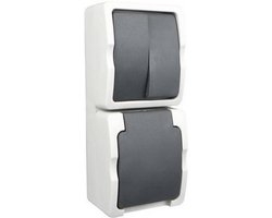 Ratio Schuko Stopcontact en Dubbele Schakelaar - Opbouw, IP54