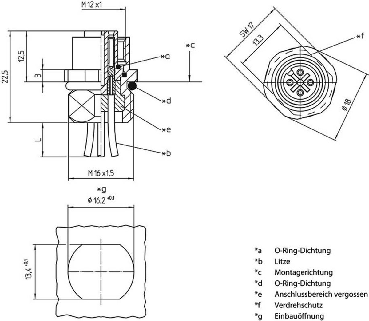 Lutronic 1231 Sensor/actuator steekconnector M12 Aantal polen: 4 Stekker, inbouw 0.50 m 1 stuk(s)