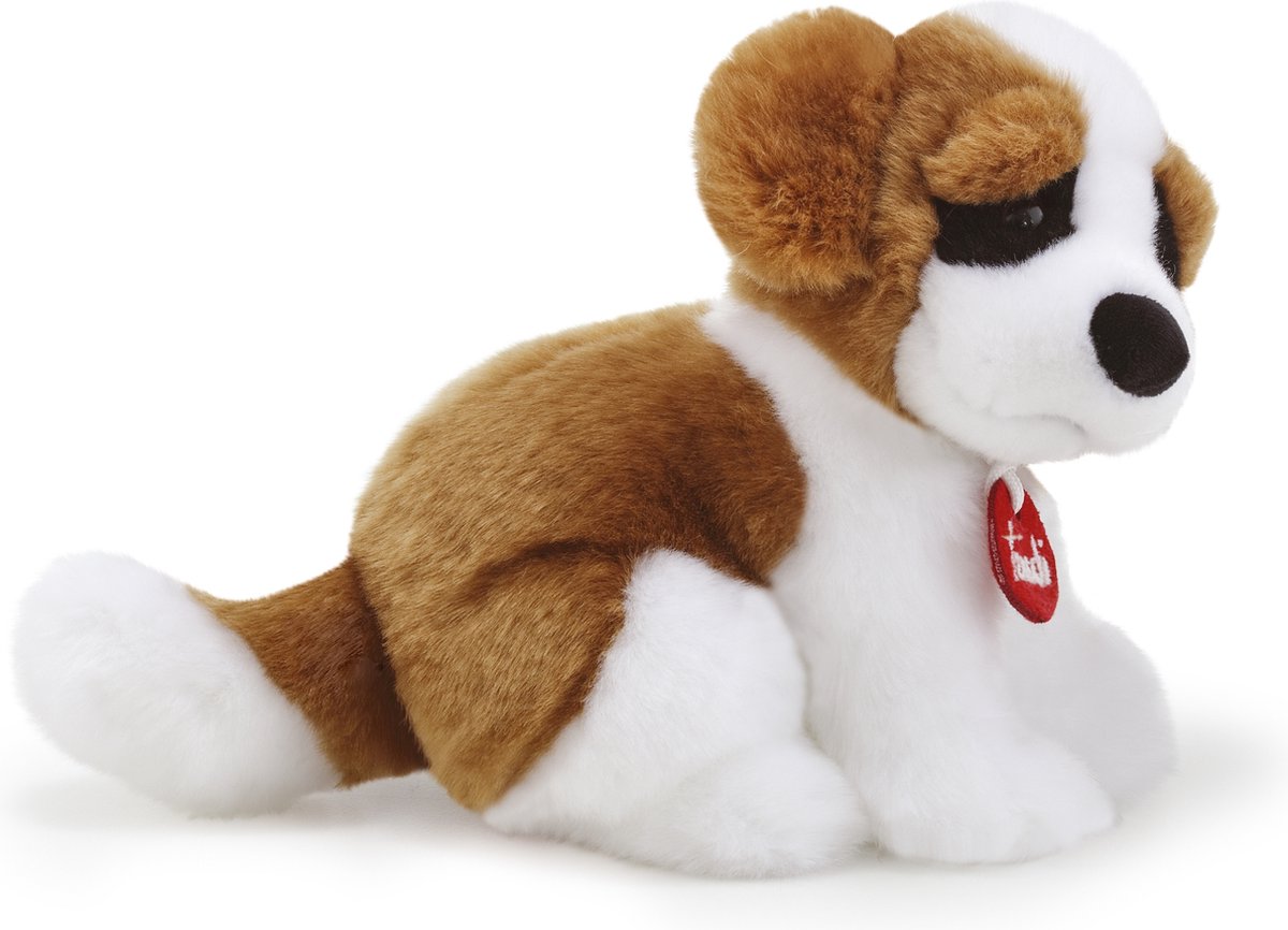 Trudi - Classic Knuffel Hond Sint Bernard Bob 25 cm - Handgemaakt in Italië - Pluche knuffel - Knuffeldier voor jongens en meisjes - Wit/Bruin - 14x20x25 cm maat S