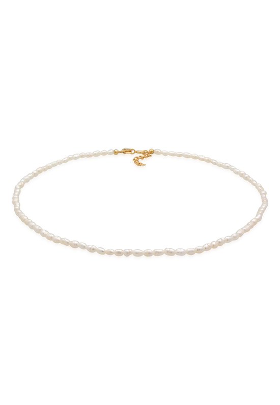 Elli PREMIUM Dames Halsketting Dames Choker Klassiek Trend met zoetwater gekweekte parels in 925 Sterling Zilver Verguld