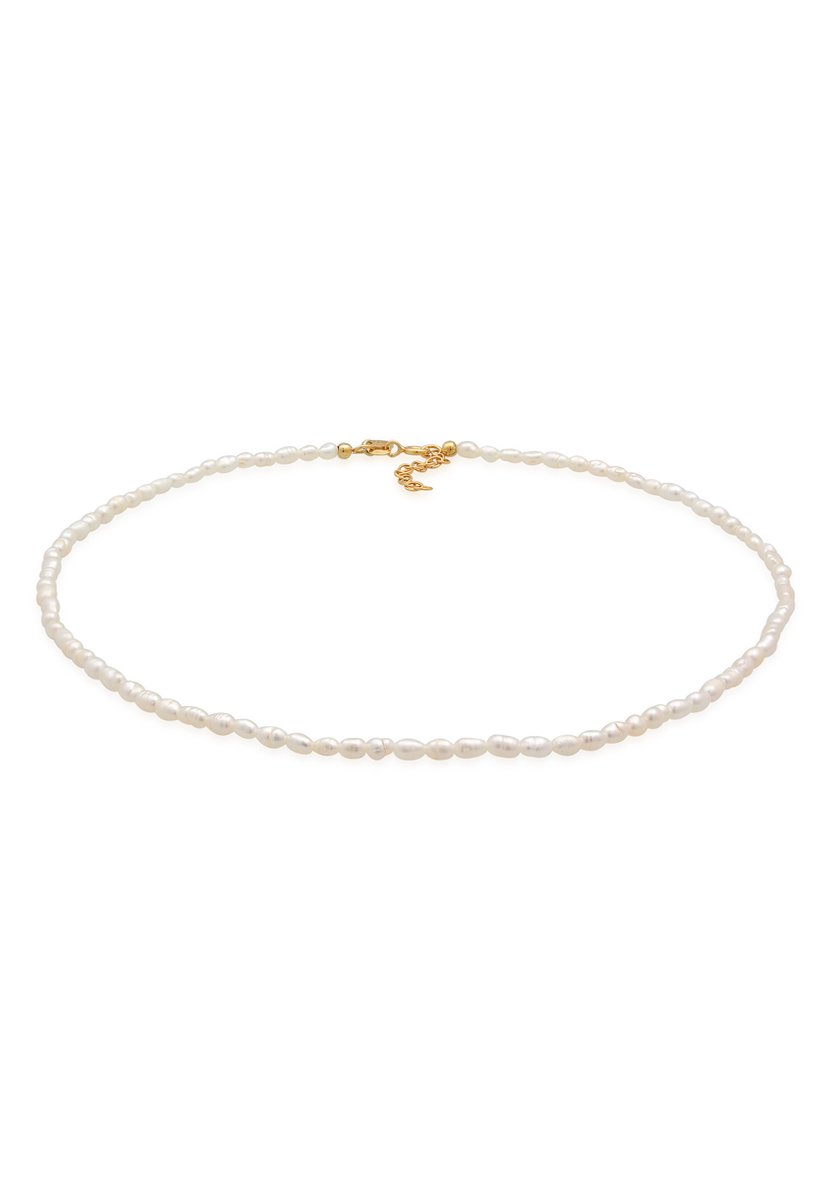 Elli PREMIUM - Halsketting - Dames Choker Klassiek Trend met zoetwater gekweekte parels in 925 Sterling Zilver Verguld - Dames