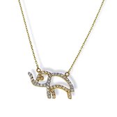 Gouden Ketting Olifant Hanger Zirkonia 14 karaats