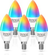 Aigostar Smart LED Bulb RFK - E14 C37 Smart lamp - 7W - RGB+CCT - Appbesturing - iOS & Android - WiFi - Smart Home - Set van 5 stuks