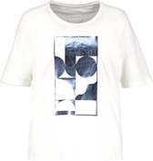 SAMOON Dames T-shirt met metallic print van GOTS biologisch katoen Offwhite gemustert-48