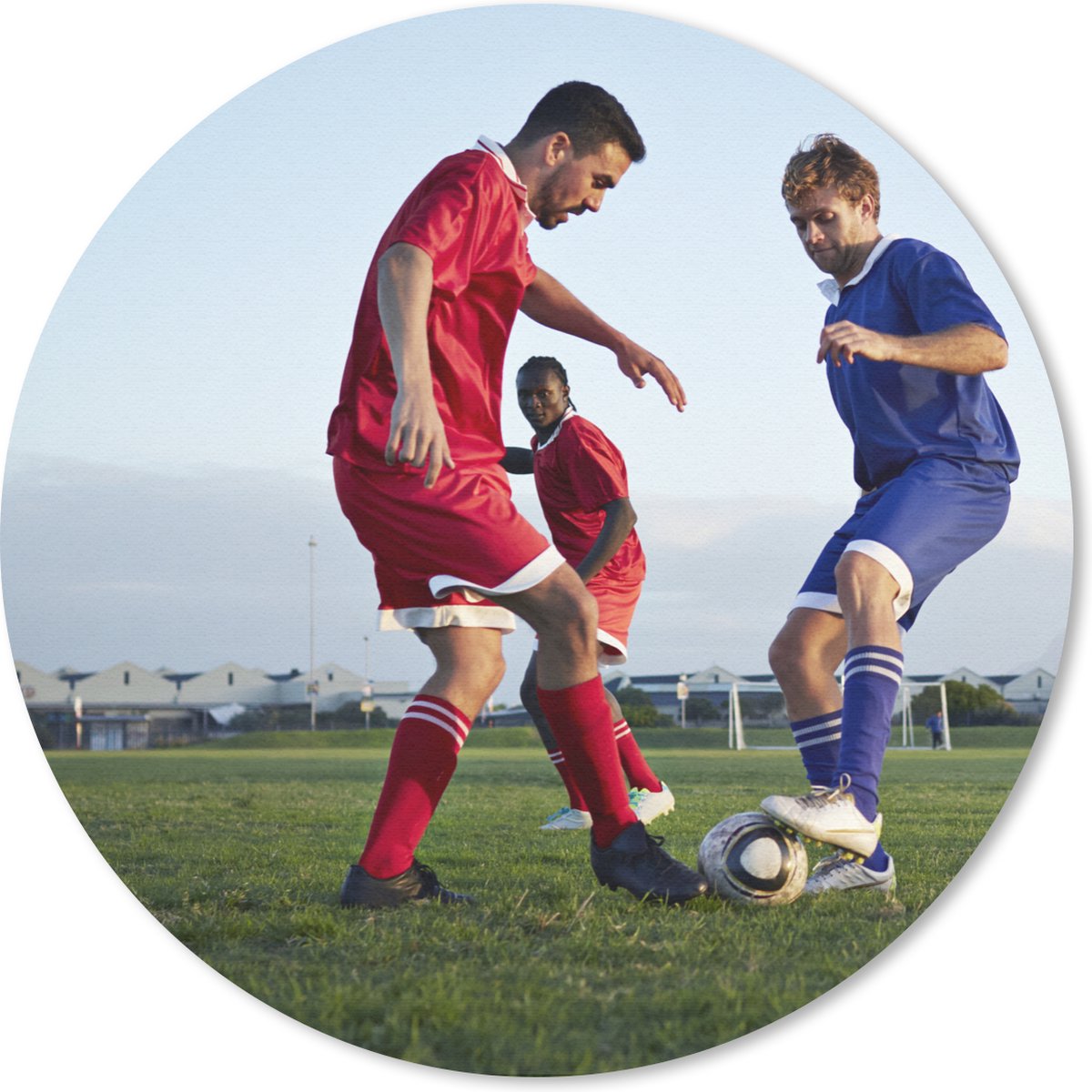Muismat rond 30x30 cm - Mousepad Voetbalwedstrijd - Ronde muismatten