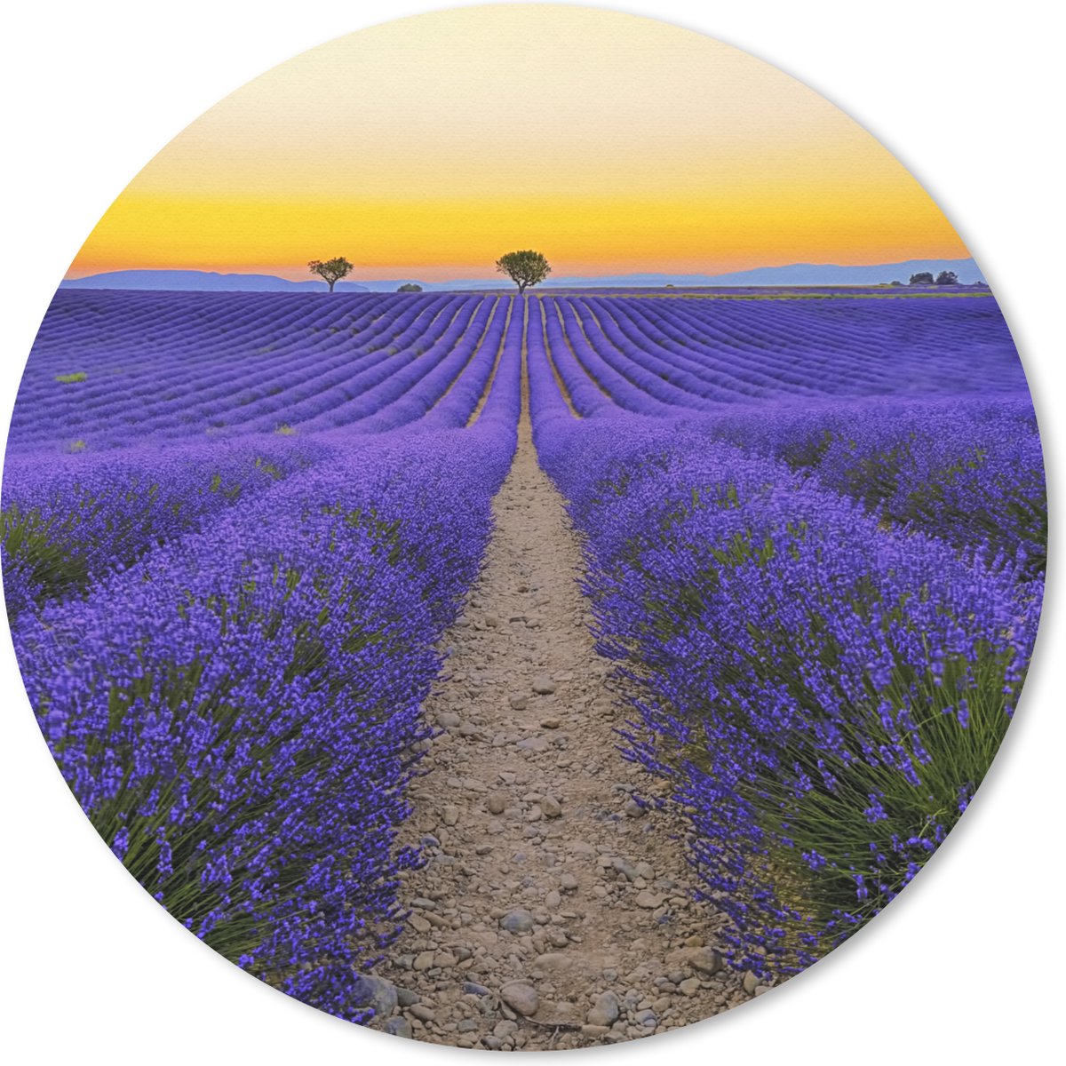 Muismat rond 40x40 cm - Mousepad Frankrijk - Lavendel - Kleuren - Ronde muismatten