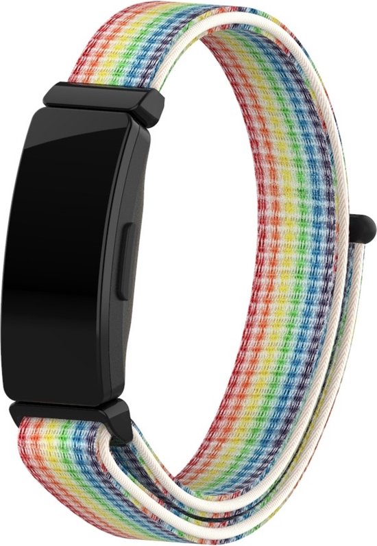 Nylon Smartwatch bandje - Geschikt voor Fitbit Inspire nylon bandje - kleurrijk - Strap-it Horlogeband / Polsband / Armband