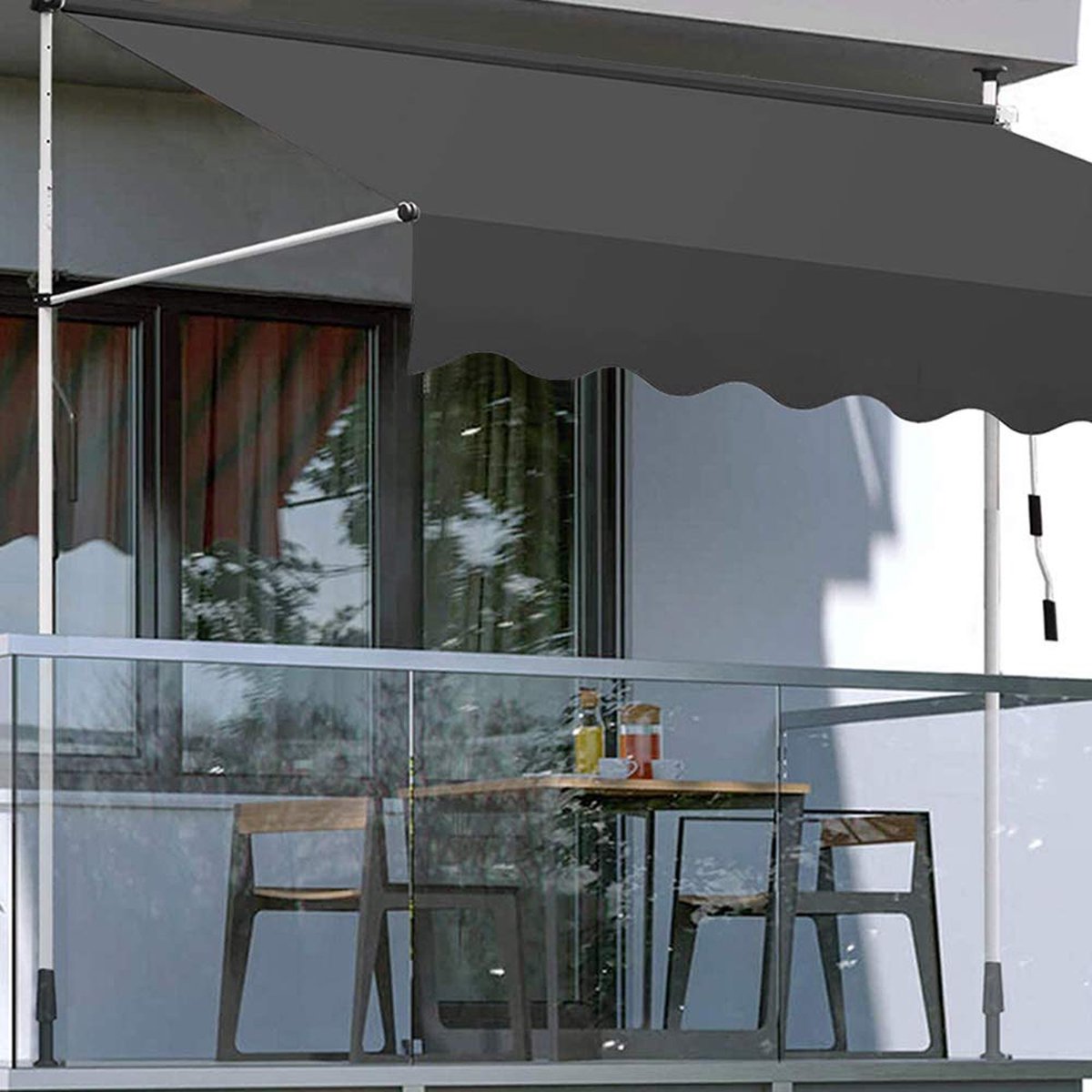SONGMICS Clamp Awning, 300 x 130 cm, Balcony Awning, Height Adjustable, with Hand Crank, Sun Protection, for Balcony, Patio, Garden, Anthracite, GSA313G02 SONGMICS Clamp Awning, 300 x 130 cm, Balcony Awning, Height Adjustable, with Hand Crank, Sun Protection, for Balcony, Patio, Garden, Anthracite, GSA313G02
