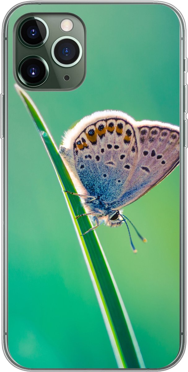 Telefoonhoesje Geschikt voor iPhone 11 Pro hoesje - Vlinder - Gras - Licht - Siliconen Telefoonhoesje Telefoonhoesje