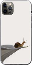 Geschikt voor iPhone 13 Pro Max hoesje - Slak - Lelie - Grijs - Siliconen Telefoonhoesje
