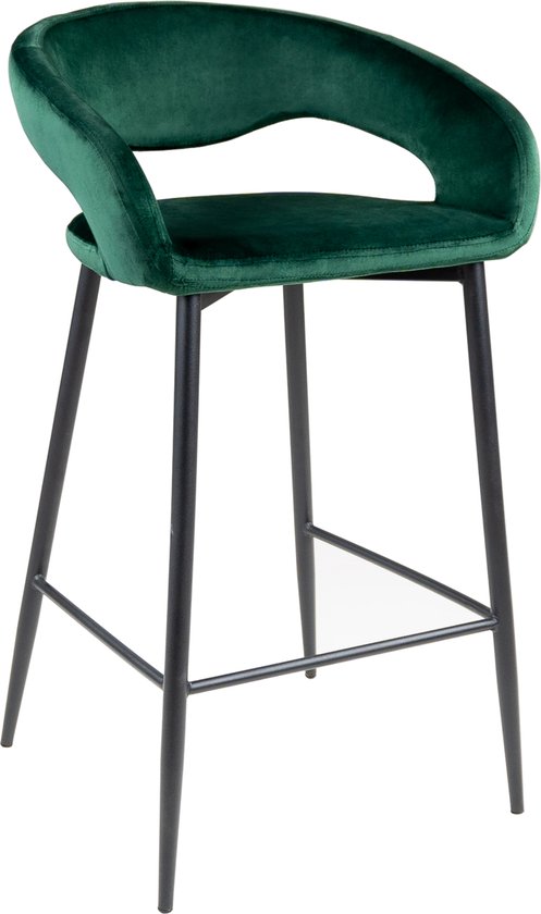 Tabouret de bar Kick Lenn - Velours Vert Foncé