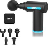 Sanbo Massage Gun Mini - Sport en Relax Massage apparaat - Krachtig - Draadloos - Inclusief Koffer - Met 5 opzetstukken - Zwart/Blauw