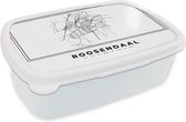 Broodtrommel Wit - Lunchbox - Brooddoos - Plattegrond – Roosendaal – Zwart Wit – Stadskaart - Nederland - Kaart - 18x12x6 cm - Volwassenen