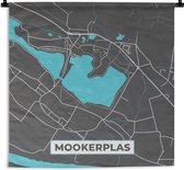 Wandkleed - Wanddoek - Stadskaart - Plattegrond - Kaart - Water - Mookerplas - Nederland - 180x180 cm - Wandtapijt