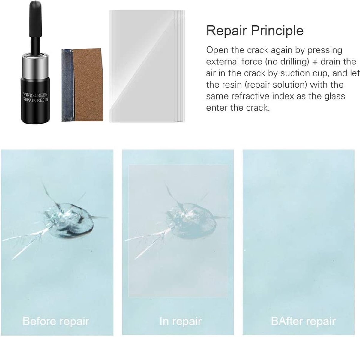 Auto Voorruit Scheur Reparatie Kit, 2025 Nieuwe Glas Reparatie Vloeistof Voor Scheuren Glas Scheuren Verdwenen Reparatie Kit Voorruit Reparatie Kit Snelle Fix Voorruit Gl