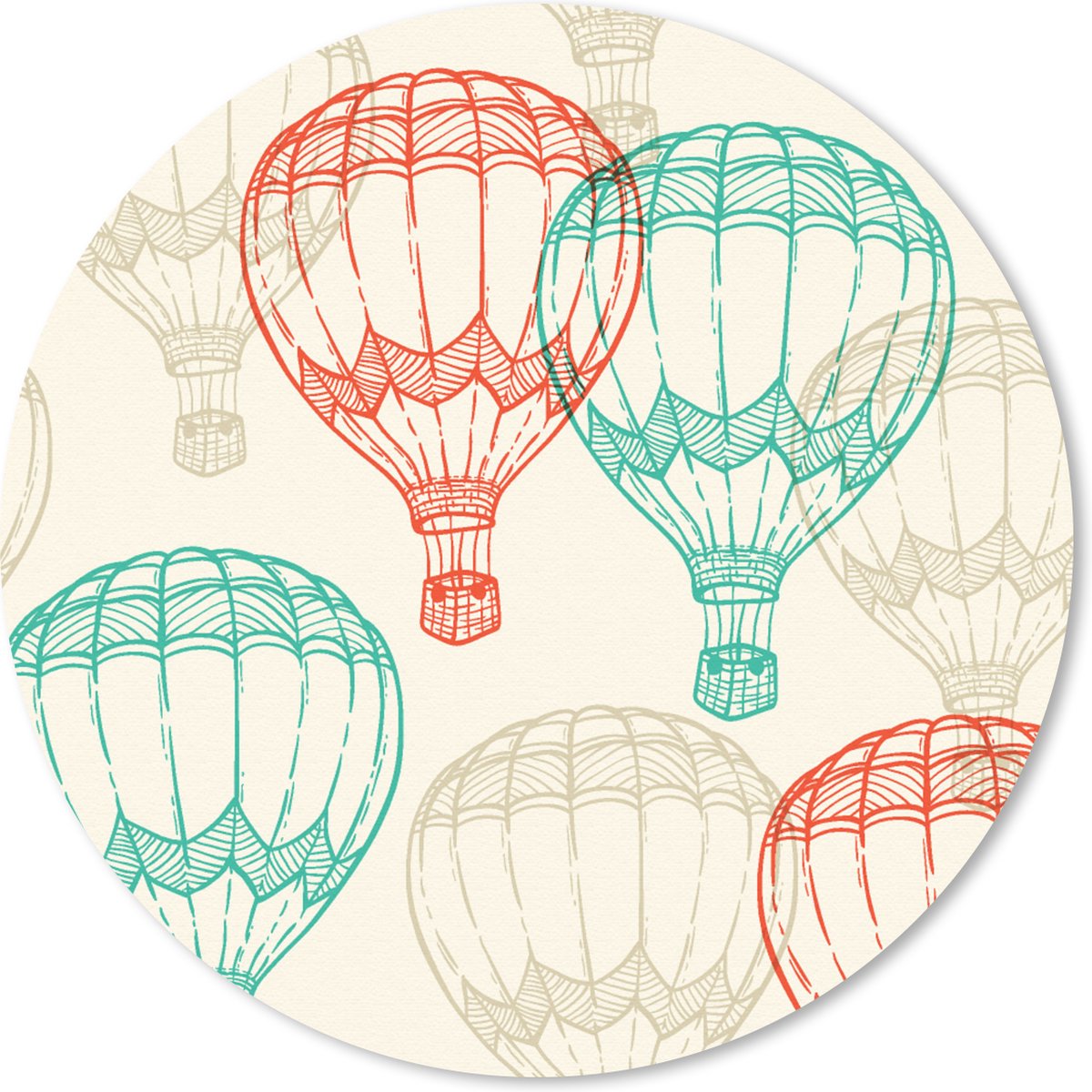 Muismat rond 20x20 cm - Mousepad Vintage - Luchtballon - Kind - Design - Ronde muismatten