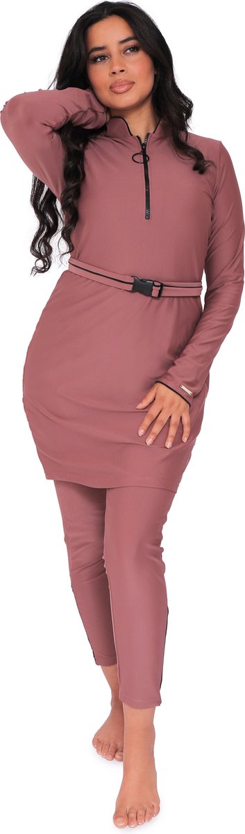 Burkini Ivory mauve S/36, Boerkini, burqini zwempak, islamitische zwemkleding, Burqini van MYKINY BRAND S, Set inclusief Turban