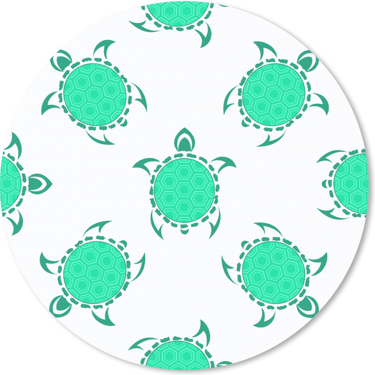 Muismat rond 50x50 cm - Mousepad Patroon - Schildpad - Groen - Ronde muismatten