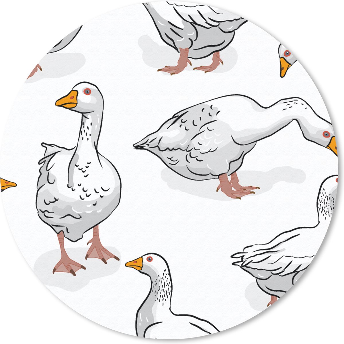 Muismat rond 40x40 cm - Mousepad Patroon - Vogel - Gans - Ronde muismatten